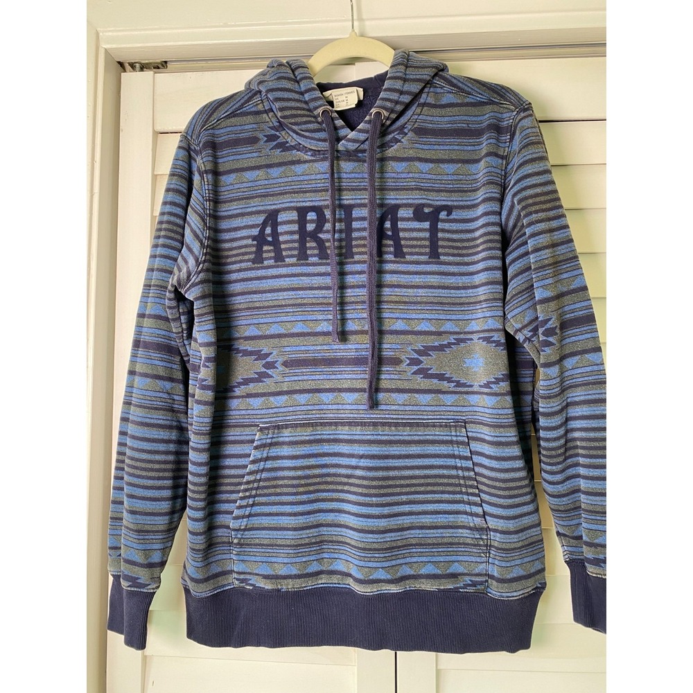Ariat REAL Hoodie Dark River Aztec 3D Velvet Logo Womens Medium Pullover